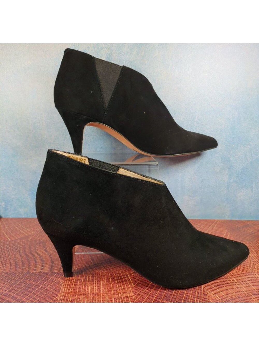 NWB George J. Love Black Suede Ankle Booties Made In Spain EU 39/US 9